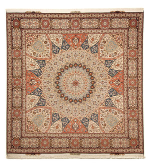 Persisk tæppe - Tabriz - Royal firkantet  - 264 x 253 cm - lys brun