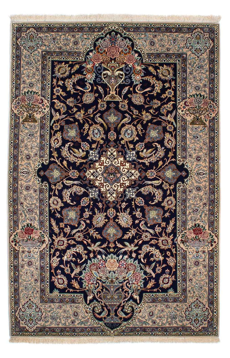 Persisk tæppe - Isfahan - Premium - 235 x 160 cm - mørkeblå