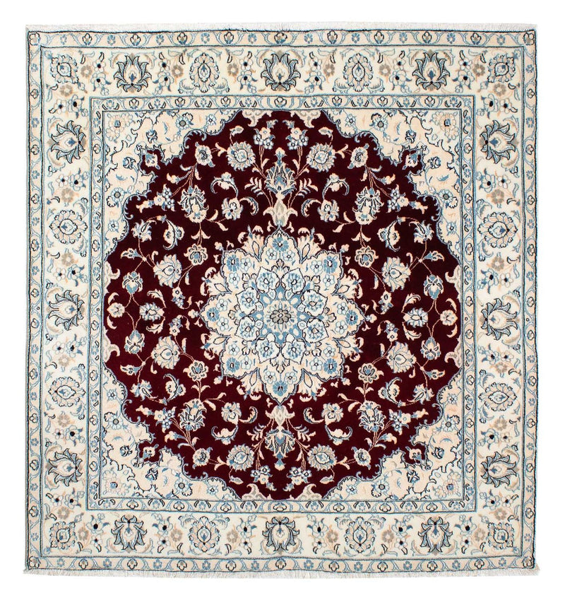 Persisk tæppe - Nain - Royal firkantet  - 156 x 145 cm - mørkerød