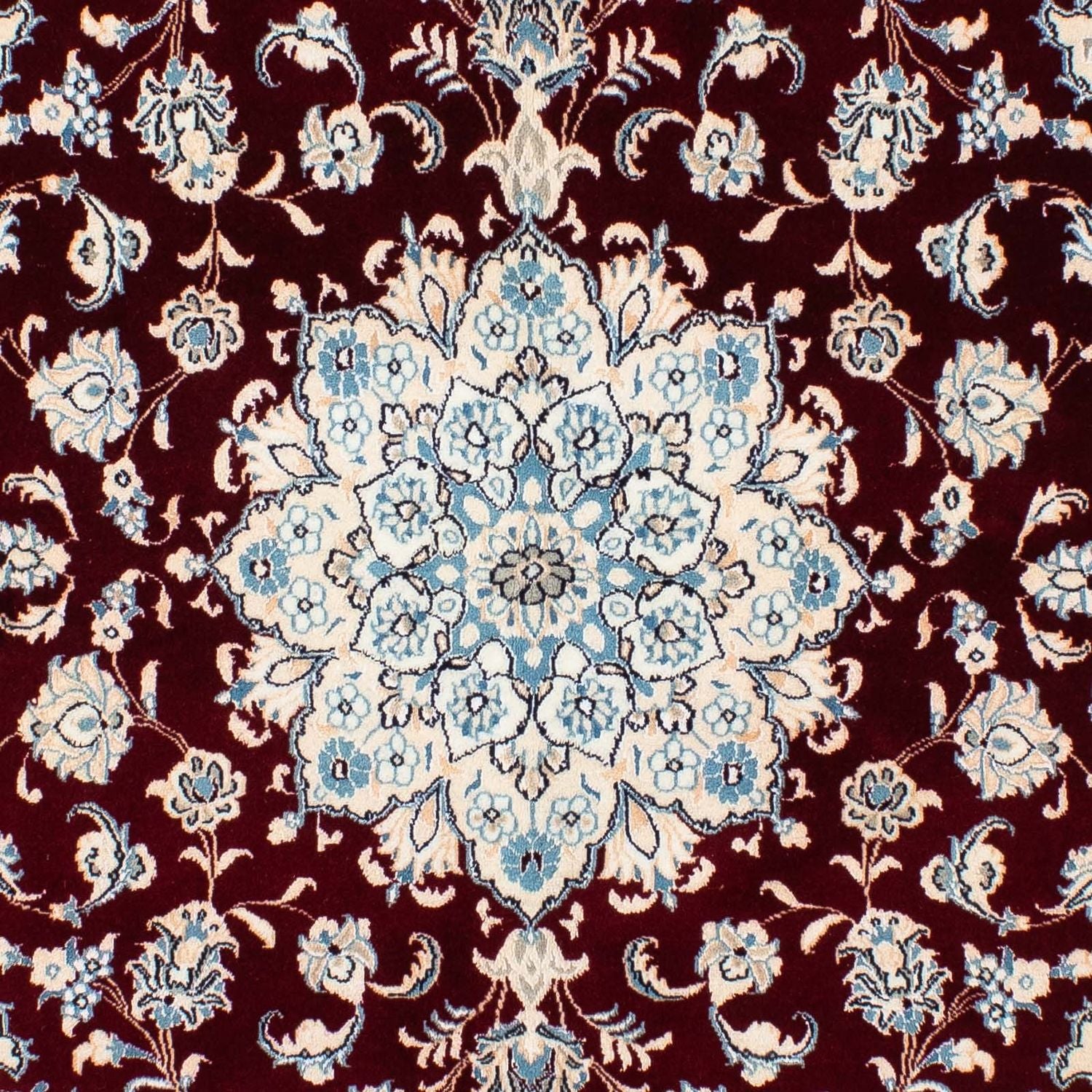 Persisk tæppe - Nain - Royal firkantet  - 156 x 145 cm - mørkerød