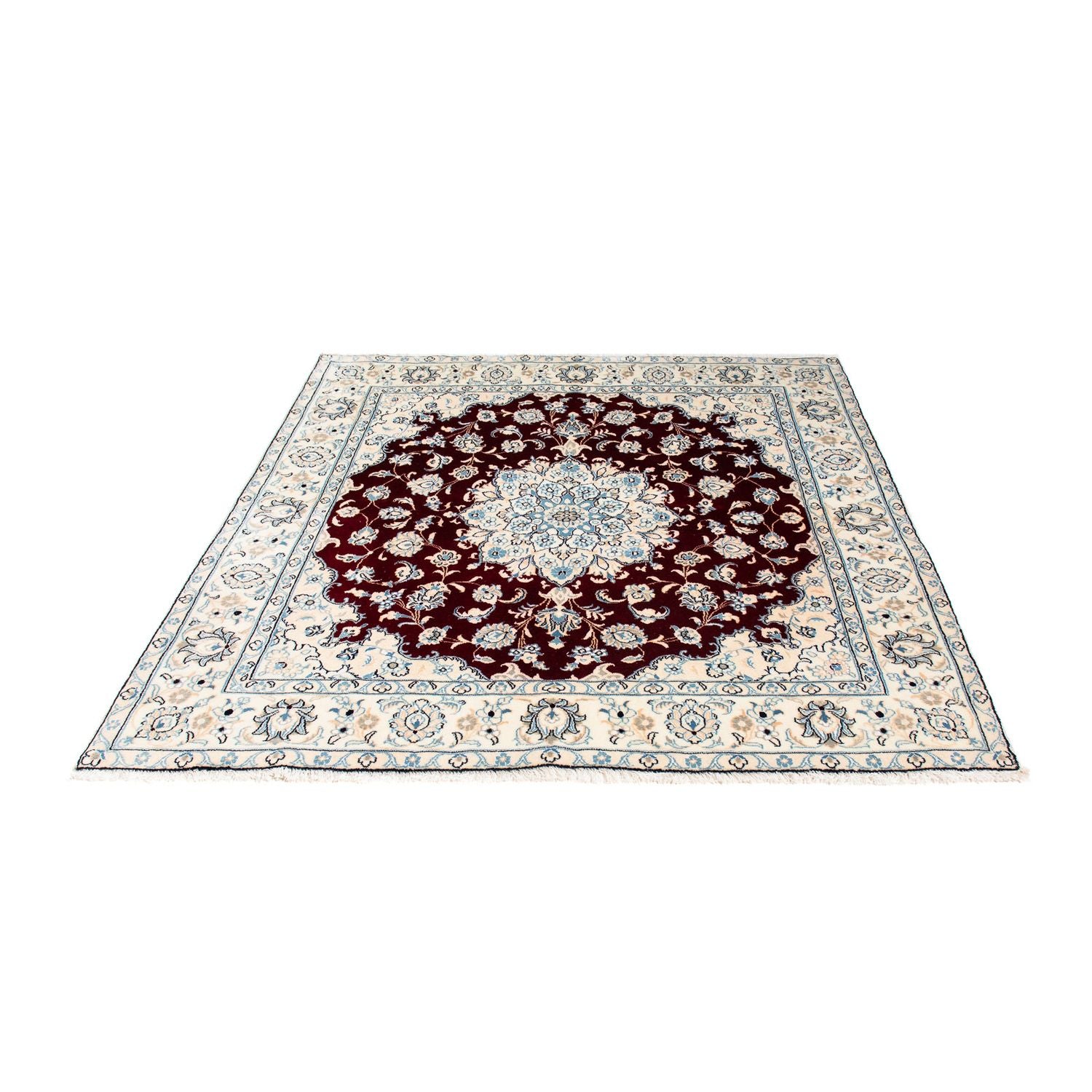 Persisk tæppe - Nain - Royal firkantet  - 156 x 145 cm - mørkerød