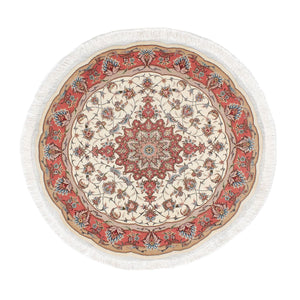 Persisk tæppe - Tabriz - Royal rundt  - 98 x 98 cm - beige
