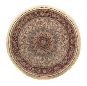 Orientalsk tæppe - Hereke rundt  - 215 x 215 cm - lys brun