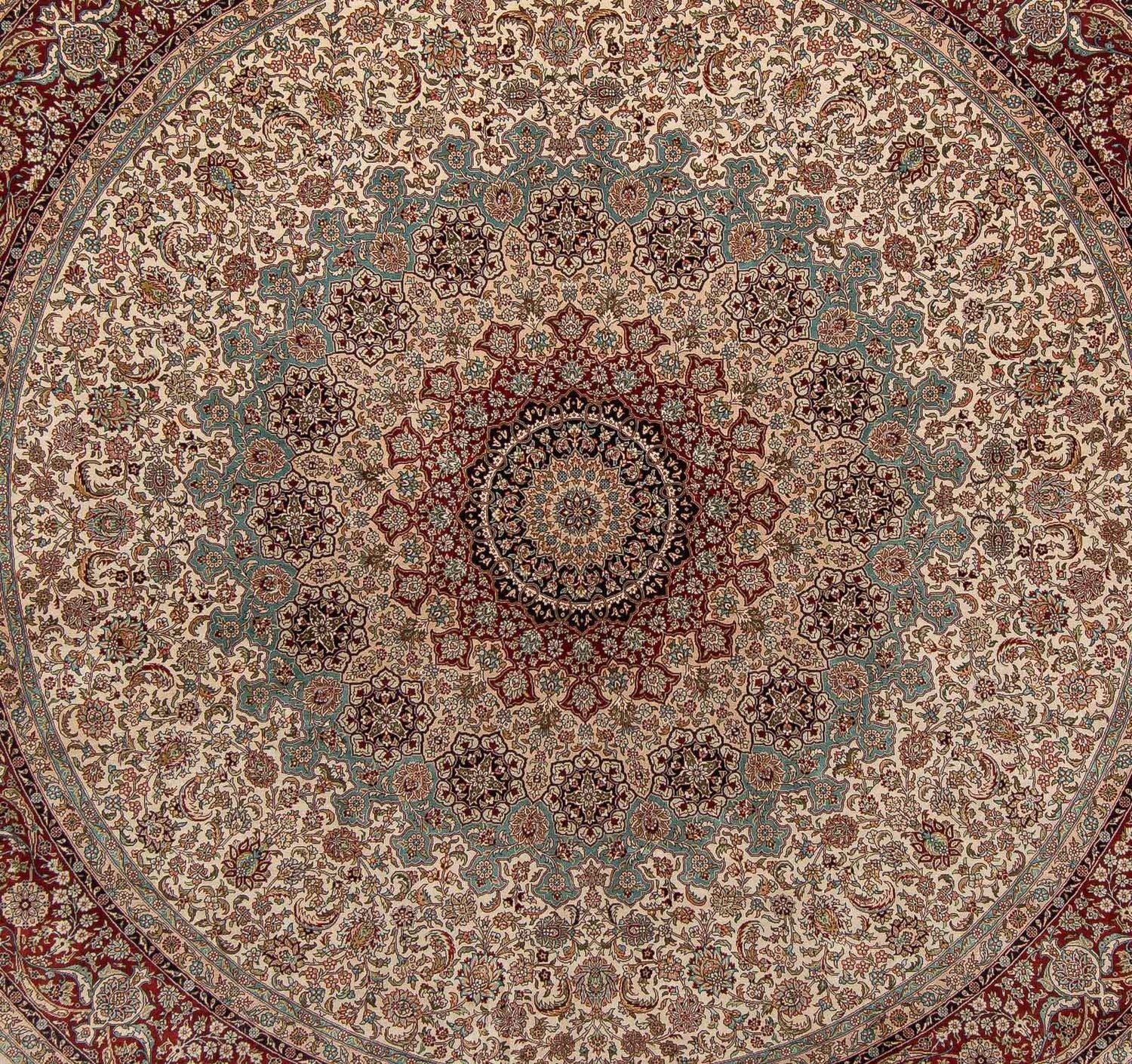 Orientalsk tæppe - Hereke rundt  - 215 x 215 cm - lys brun