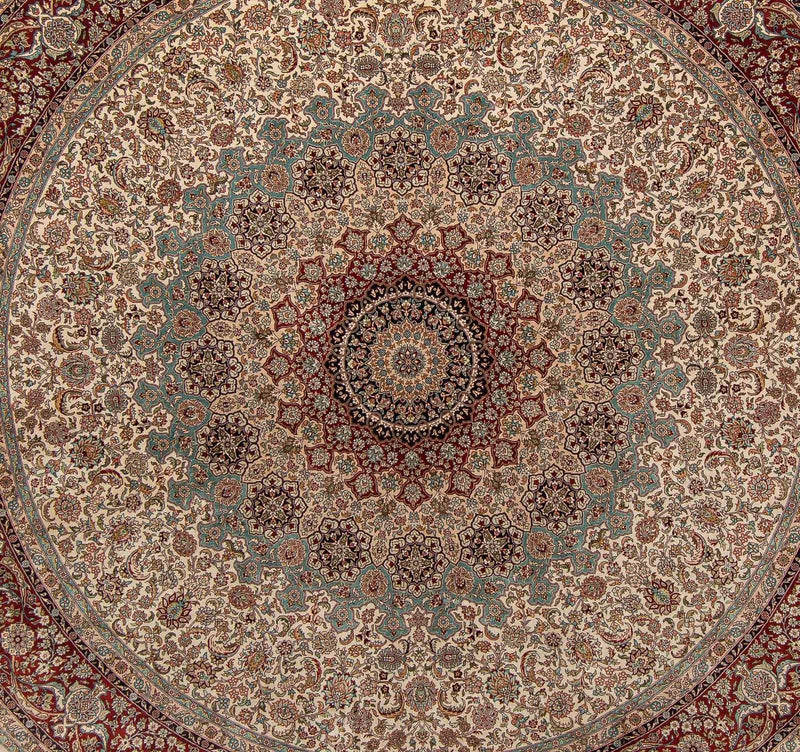 Orientalsk tæppe - Hereke rundt  - 215 x 215 cm - lys brun