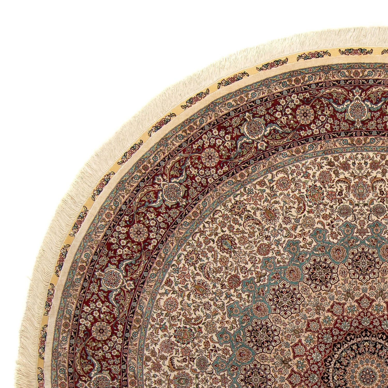 Orientalsk tæppe - Hereke rundt  - 215 x 215 cm - lys brun