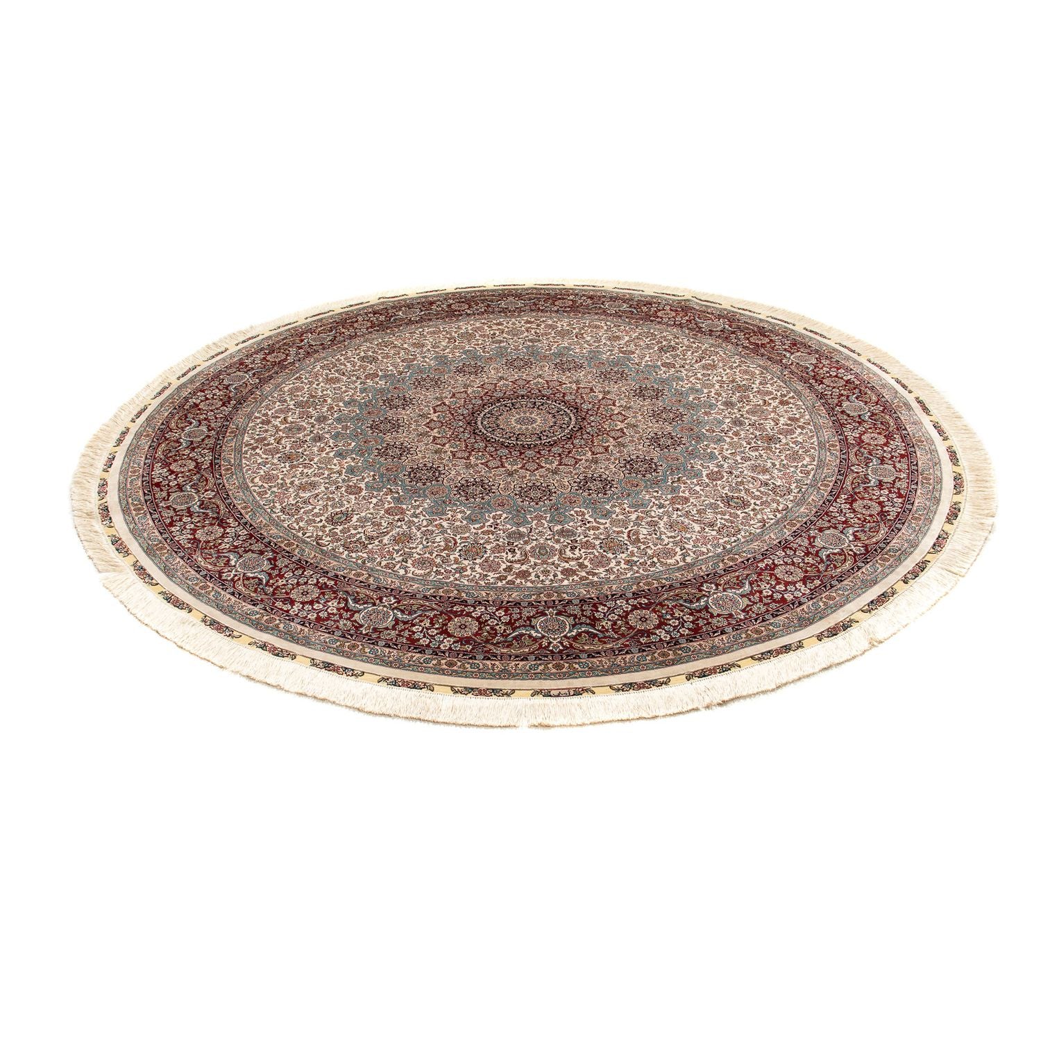 Orientalsk tæppe - Hereke rundt  - 215 x 215 cm - lys brun