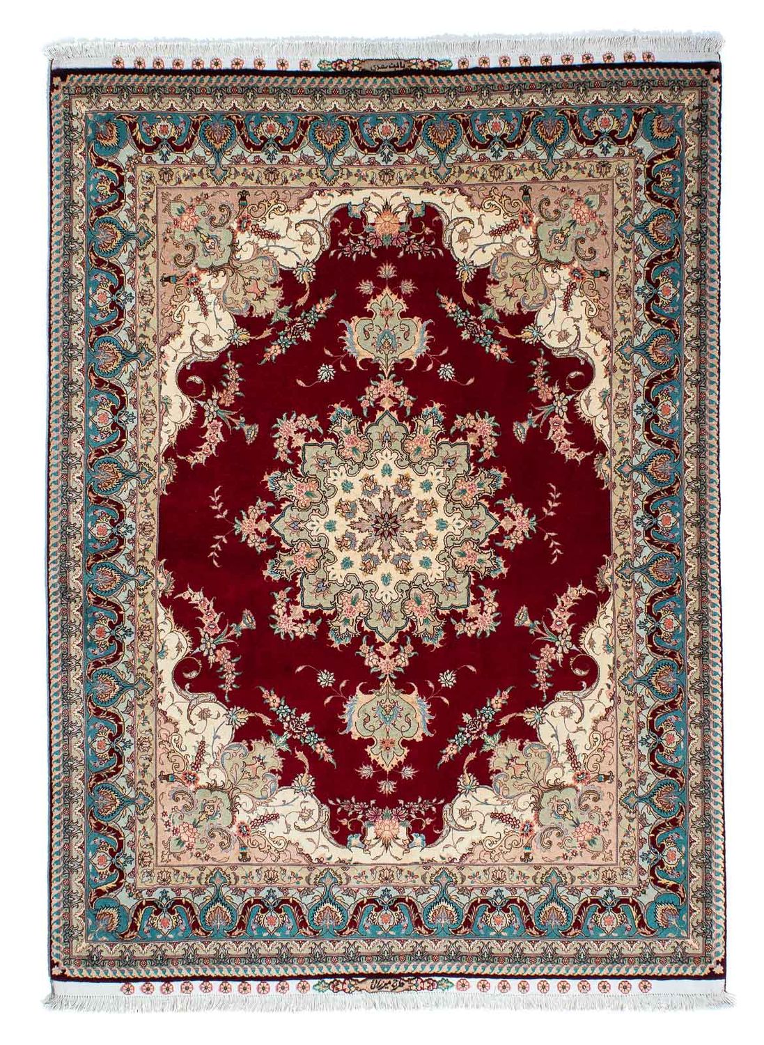 Persisk tæppe - Tabriz - Royal - 204 x 153 cm - mørkerød
