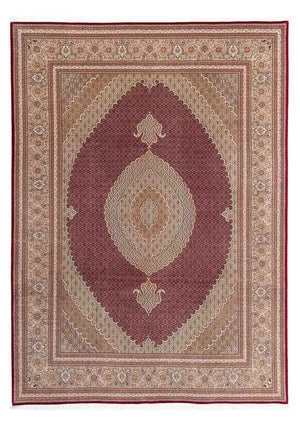 Persisk tæppe - Tabriz - 351 x 254 cm - mørkerød
