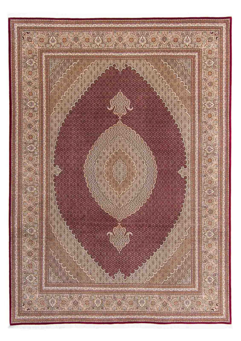 Persisk tæppe - Tabriz - 351 x 254 cm - mørkerød