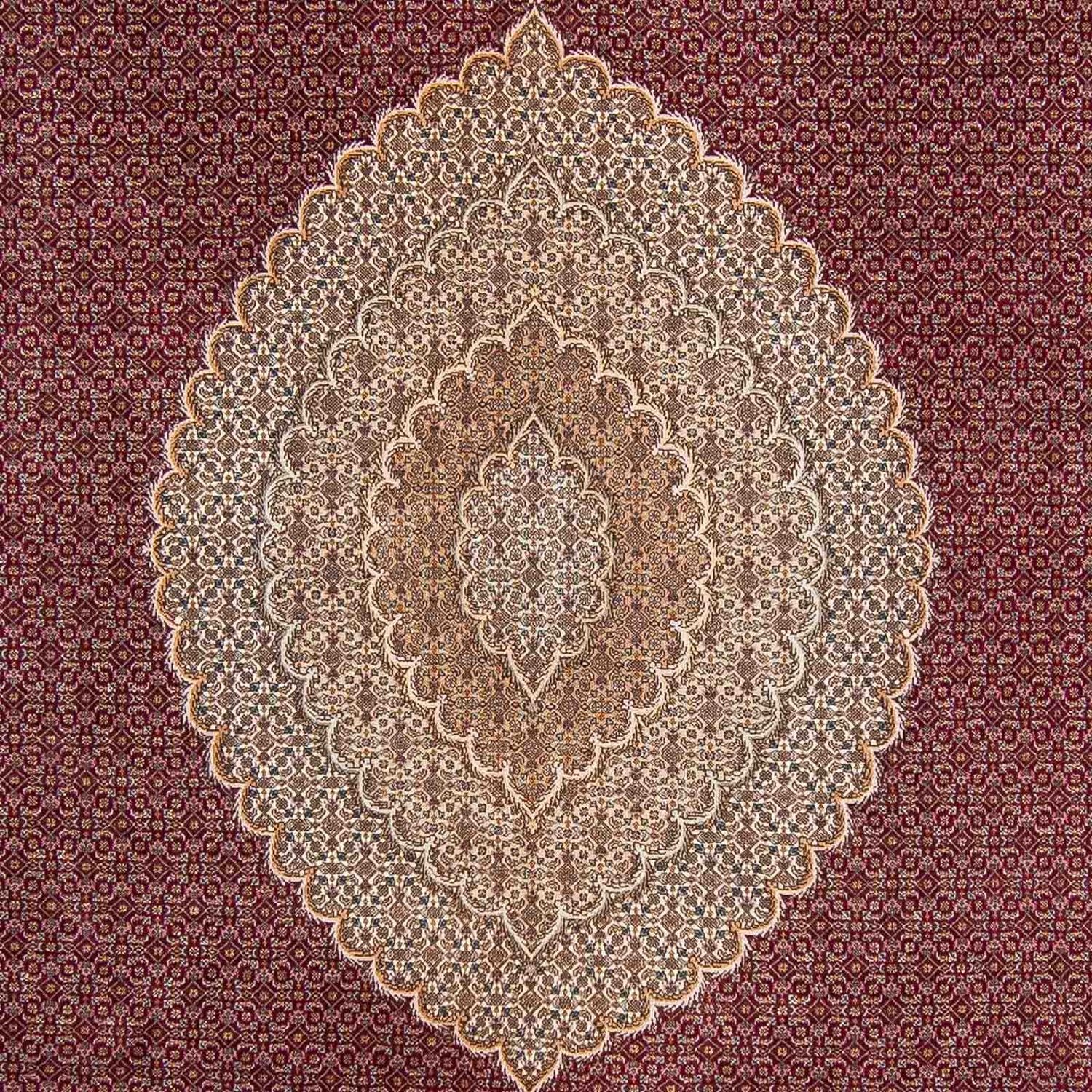 Persisk tæppe - Tabriz - 351 x 254 cm - mørkerød