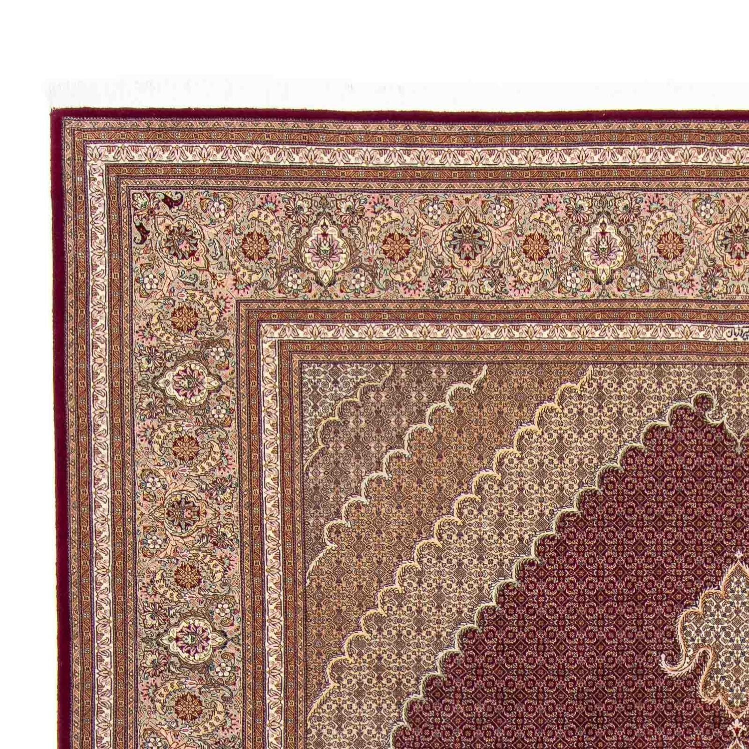 Persisk tæppe - Tabriz - 351 x 254 cm - mørkerød