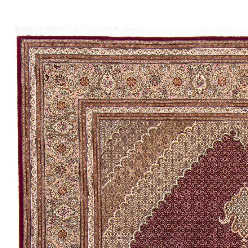 Persisk tæppe - Tabriz - 351 x 254 cm - mørkerød