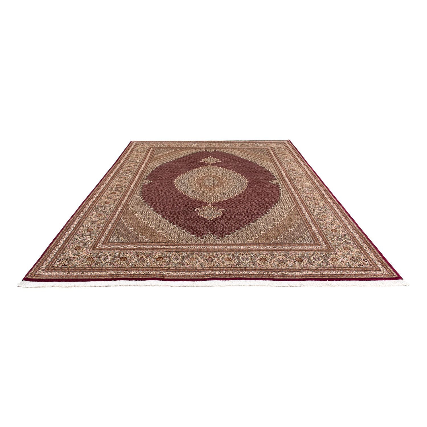 Persisk tæppe - Tabriz - 351 x 254 cm - mørkerød