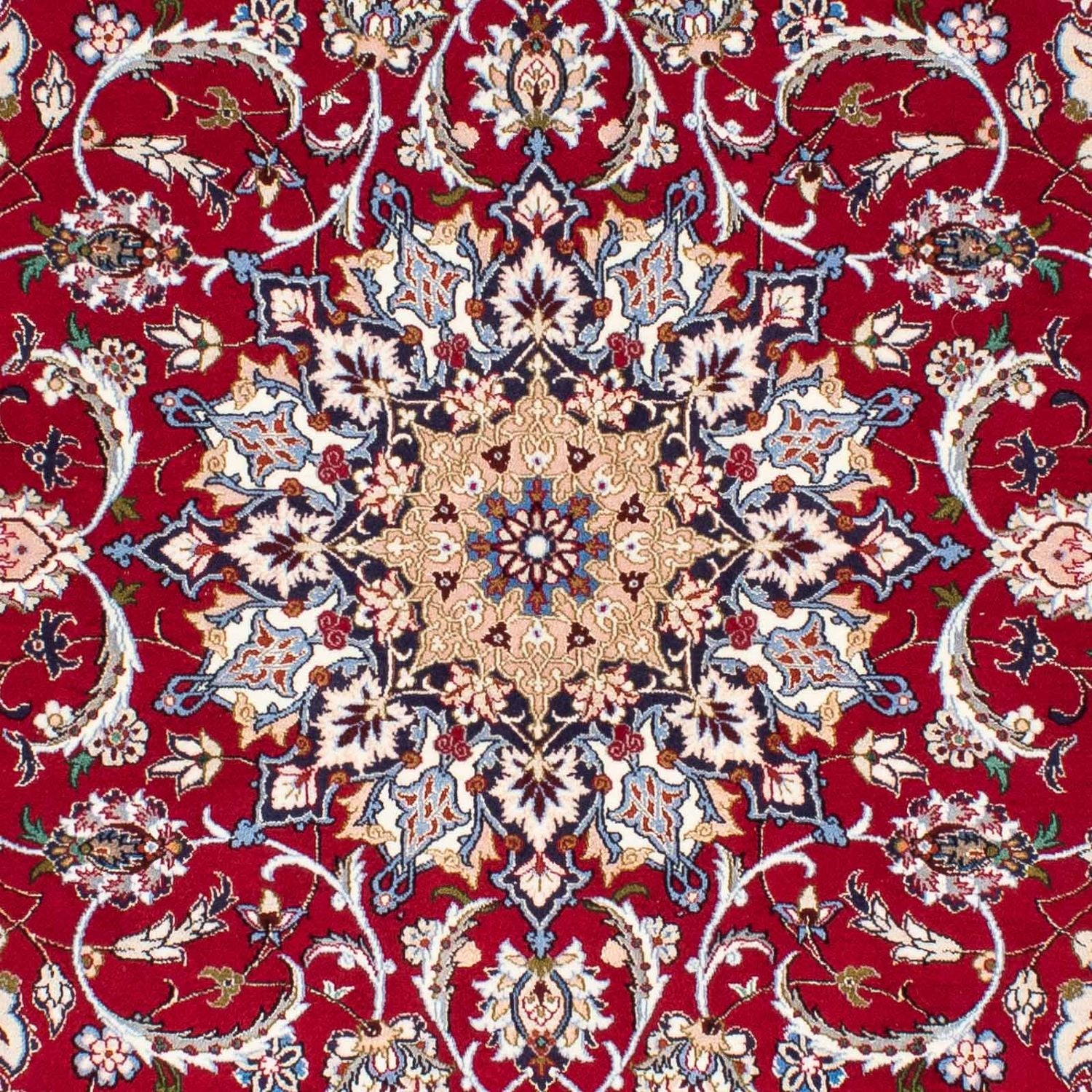 Persisk tæppe - Isfahan - Premium - 227 x 164 cm - mørkerød