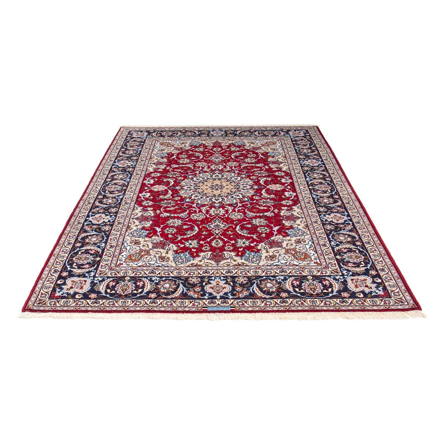 Persisk tæppe - Isfahan - Premium - 227 x 164 cm - mørkerød