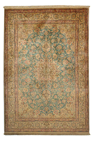 Silketæppe - Ghom Silk - Premium - 216 x 132 cm - mørkeblå
