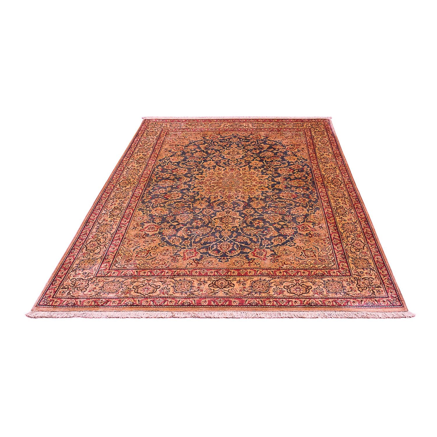 Silketæppe - Ghom Silk - Premium - 216 x 132 cm - mørkeblå