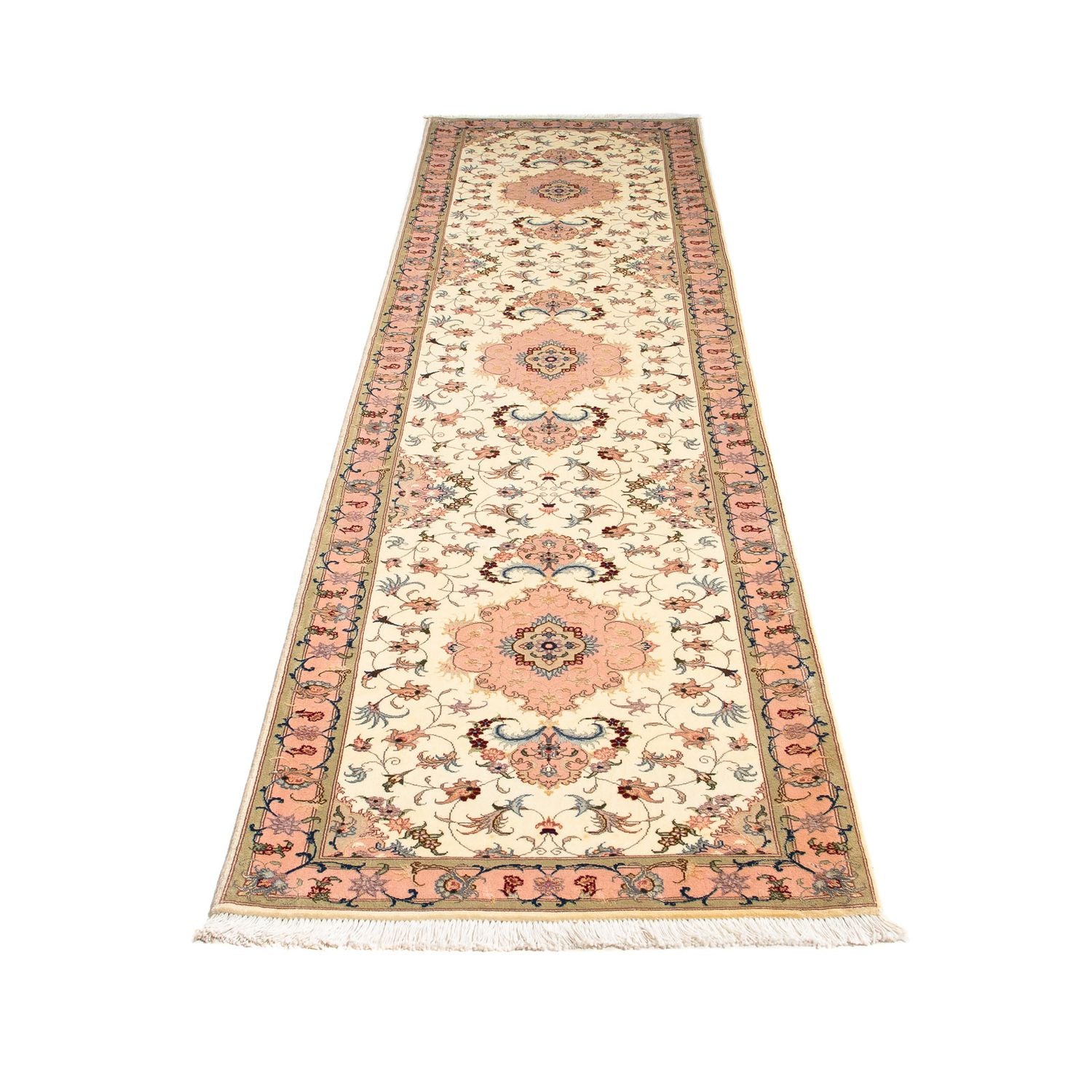 Løber Persisk tæppe - Tabriz - Royal - 300 x 74 cm - beige