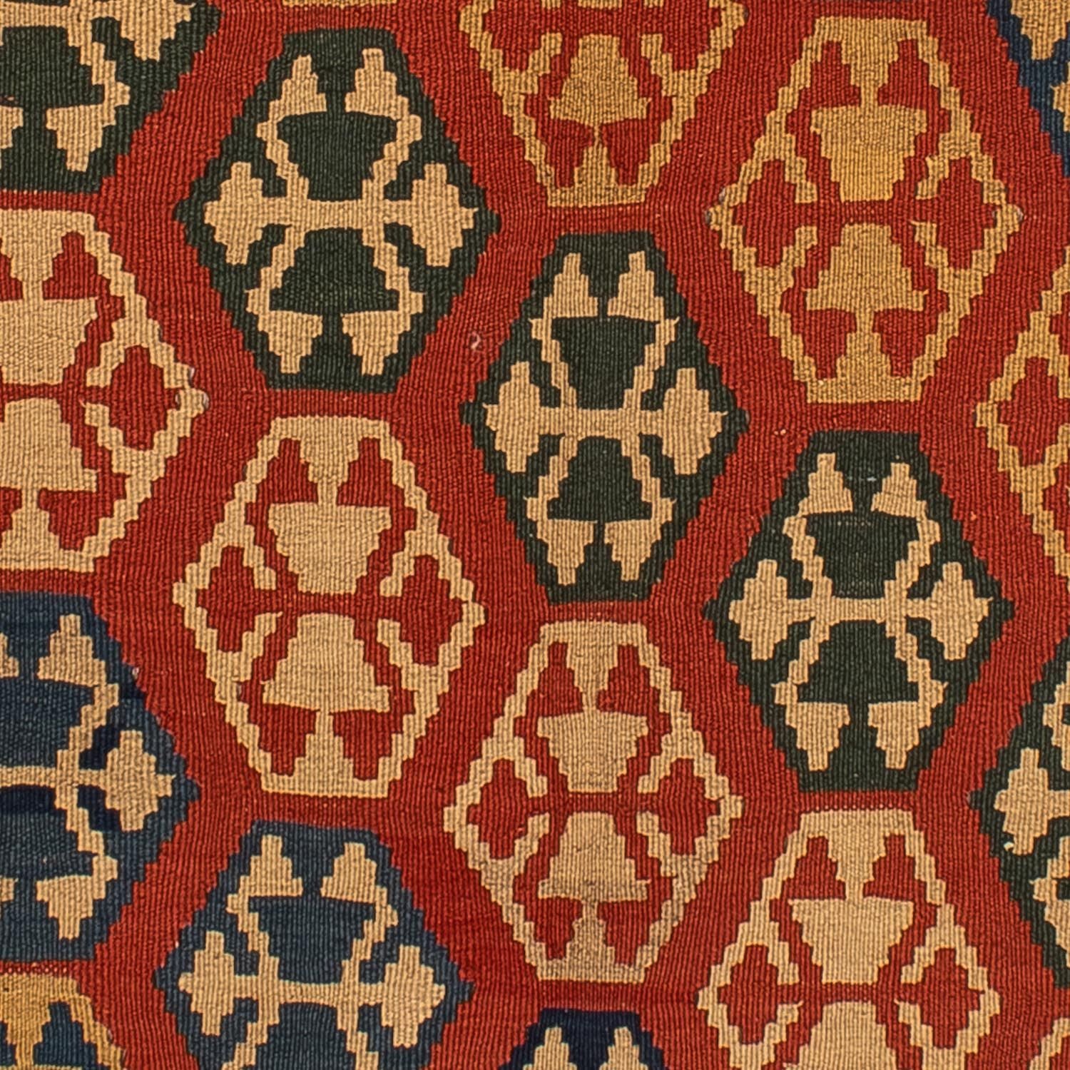 Kelim-tæppe - orientalsk - 181 x 155 cm - mørkerød