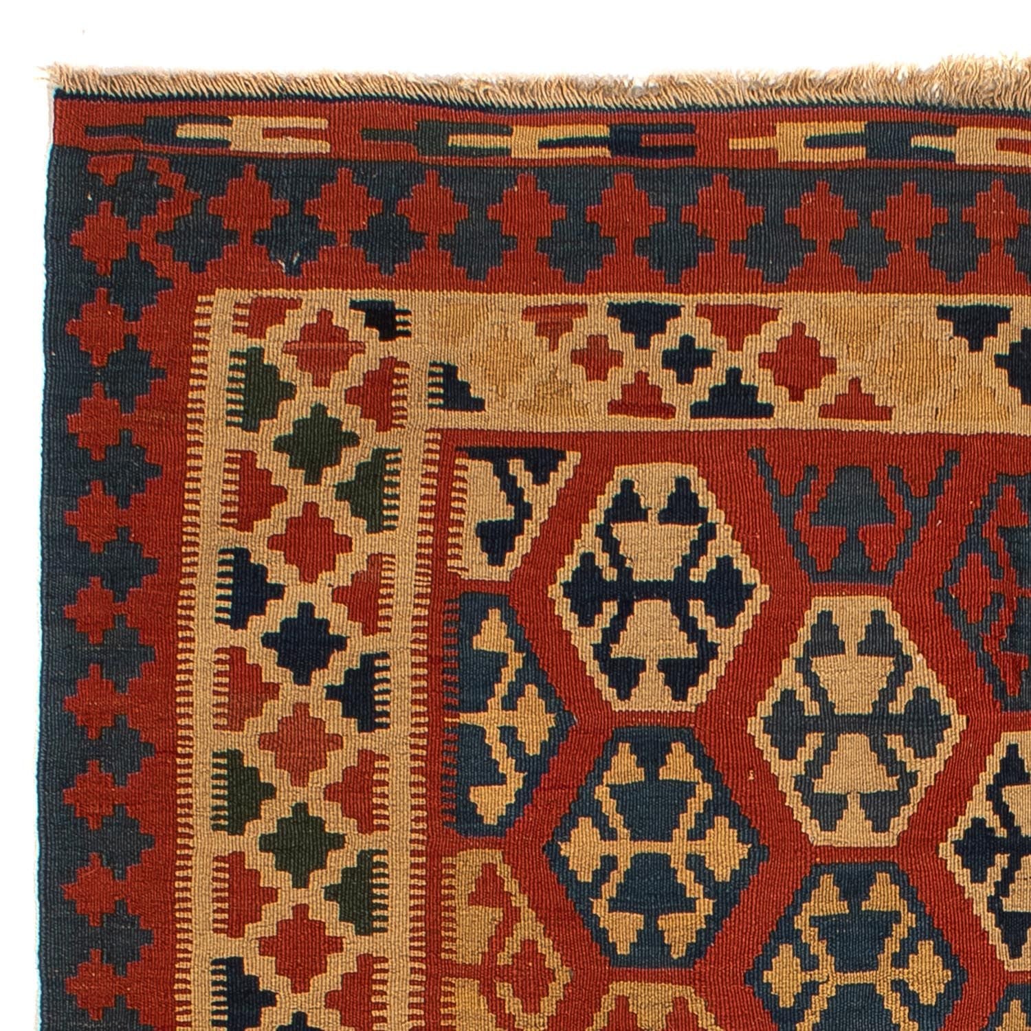 Kelim-tæppe - orientalsk - 181 x 155 cm - mørkerød