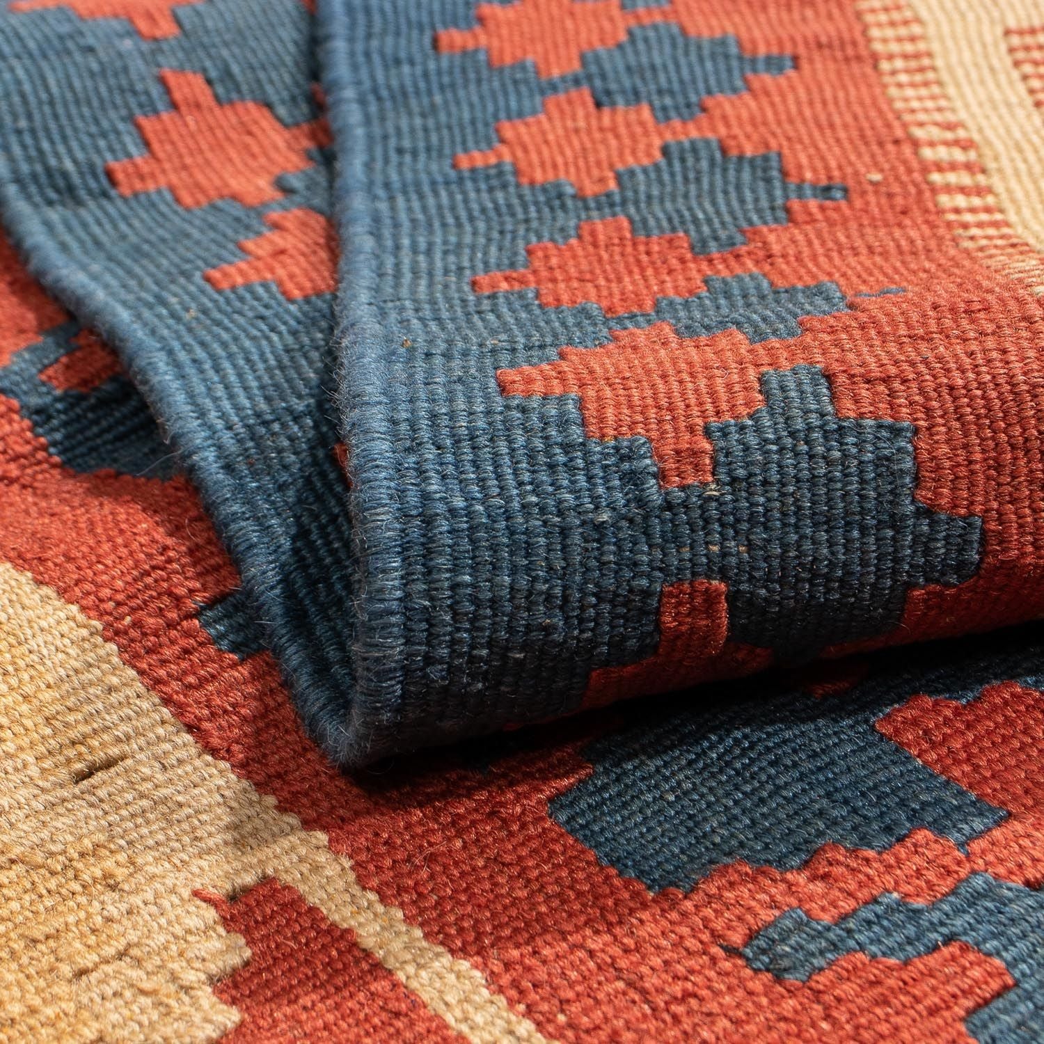 Kelim-tæppe - orientalsk - 181 x 155 cm - mørkerød