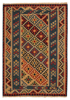 Kelim-tæppe - orientalsk - 203 x 158 cm - flerfarvet
