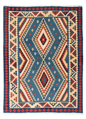 Kelim-tæppe - orientalsk - 193 x 152 cm - blå