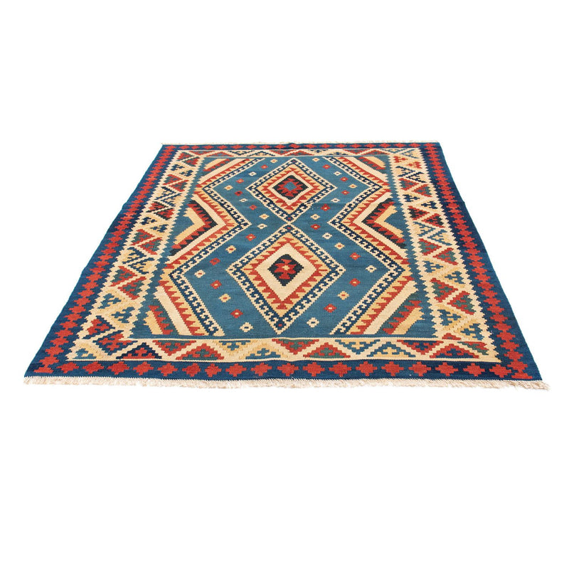 Kelim-tæppe - orientalsk - 193 x 152 cm - blå