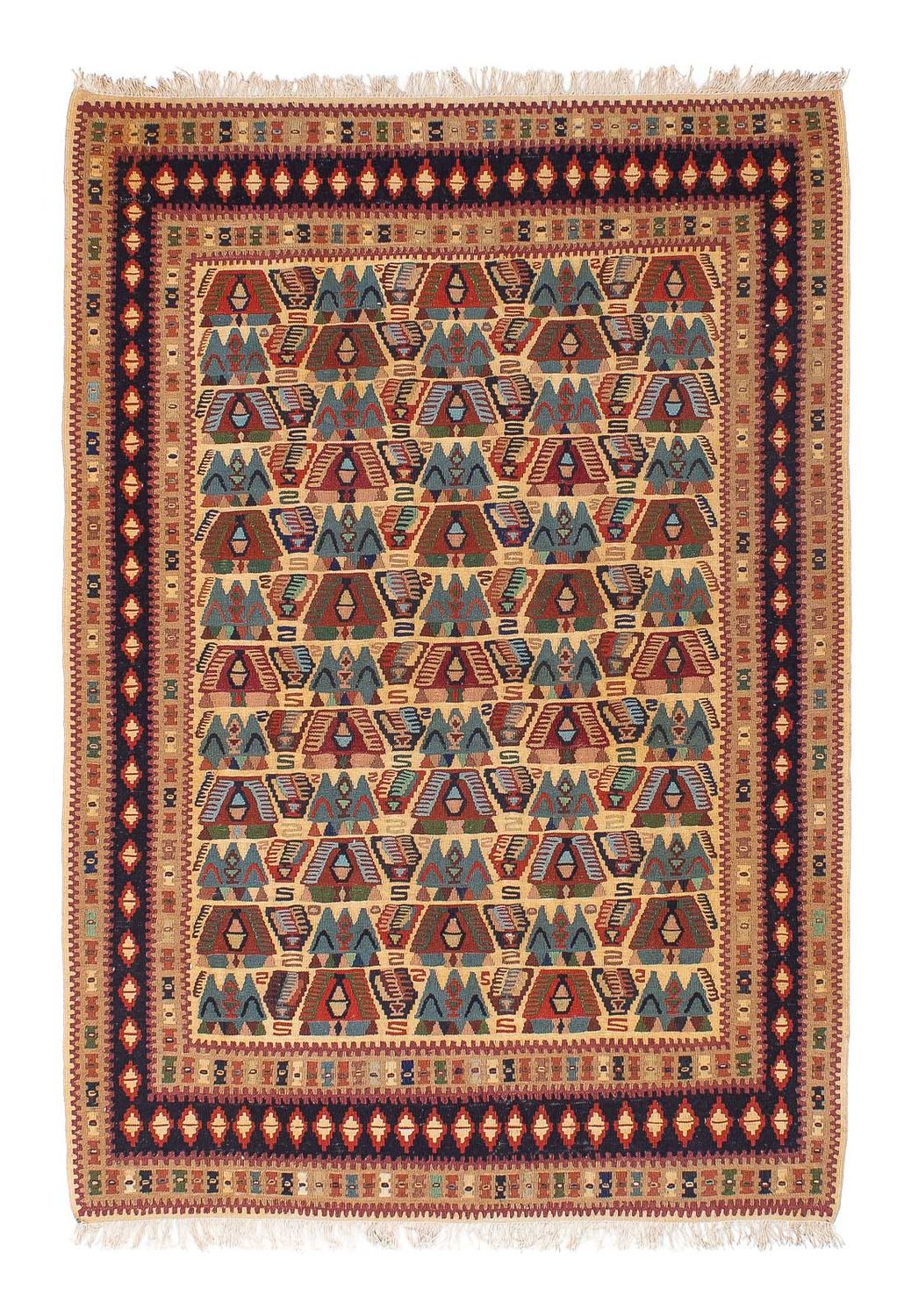 Kelim-tæppe - orientalsk - 158 x 108 cm - lys brun