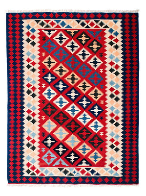 Kelim-tæppe - orientalsk - 202 x 153 cm - rød