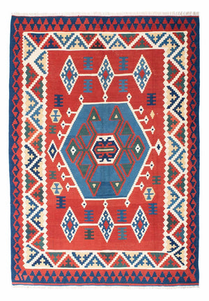 Kelim-tæppe - orientalsk - 208 x 160 cm - rød