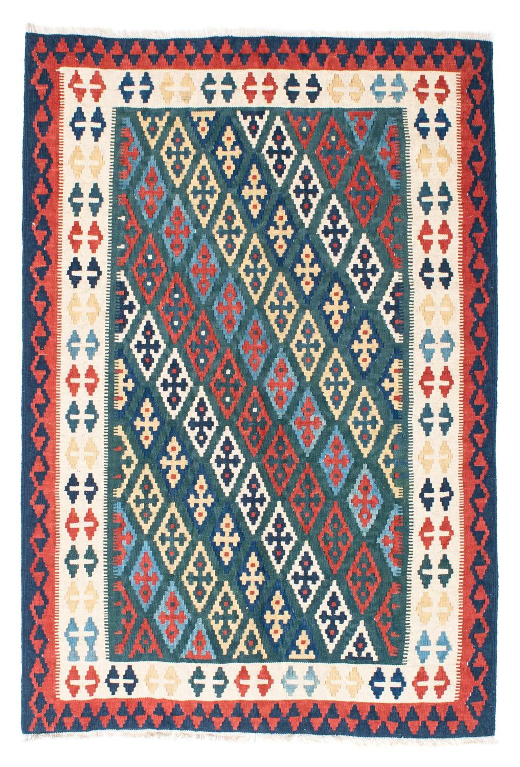 Kelim-tæppe - orientalsk - 193 x 131 cm - blå