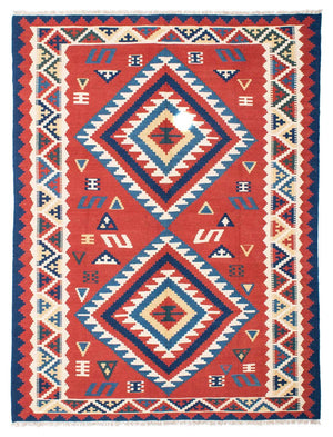 Kelim-tæppe - orientalsk - 213 x 160 cm - rød
