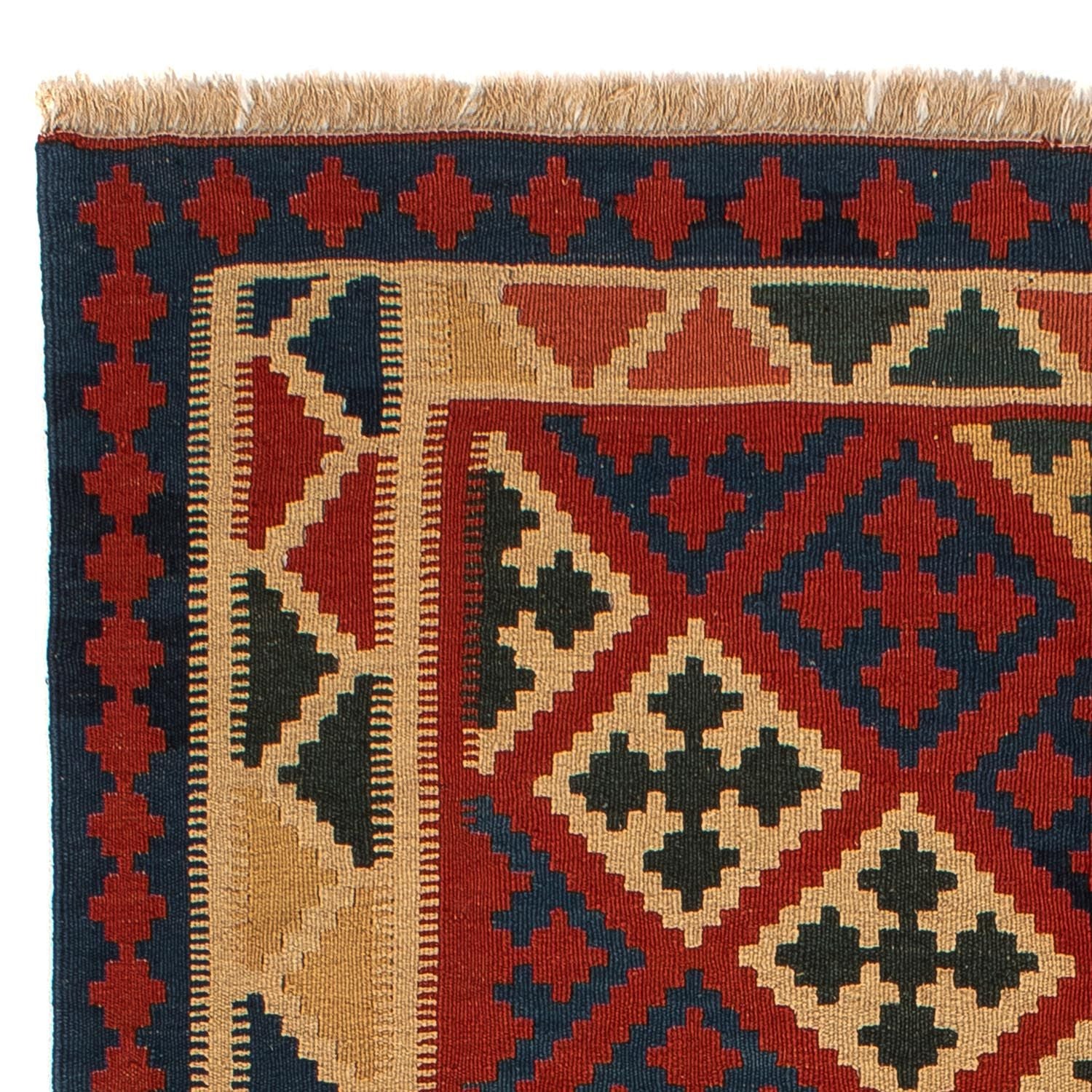 Kelim-tæppe - orientalsk - 220 x 151 cm - mørkerød