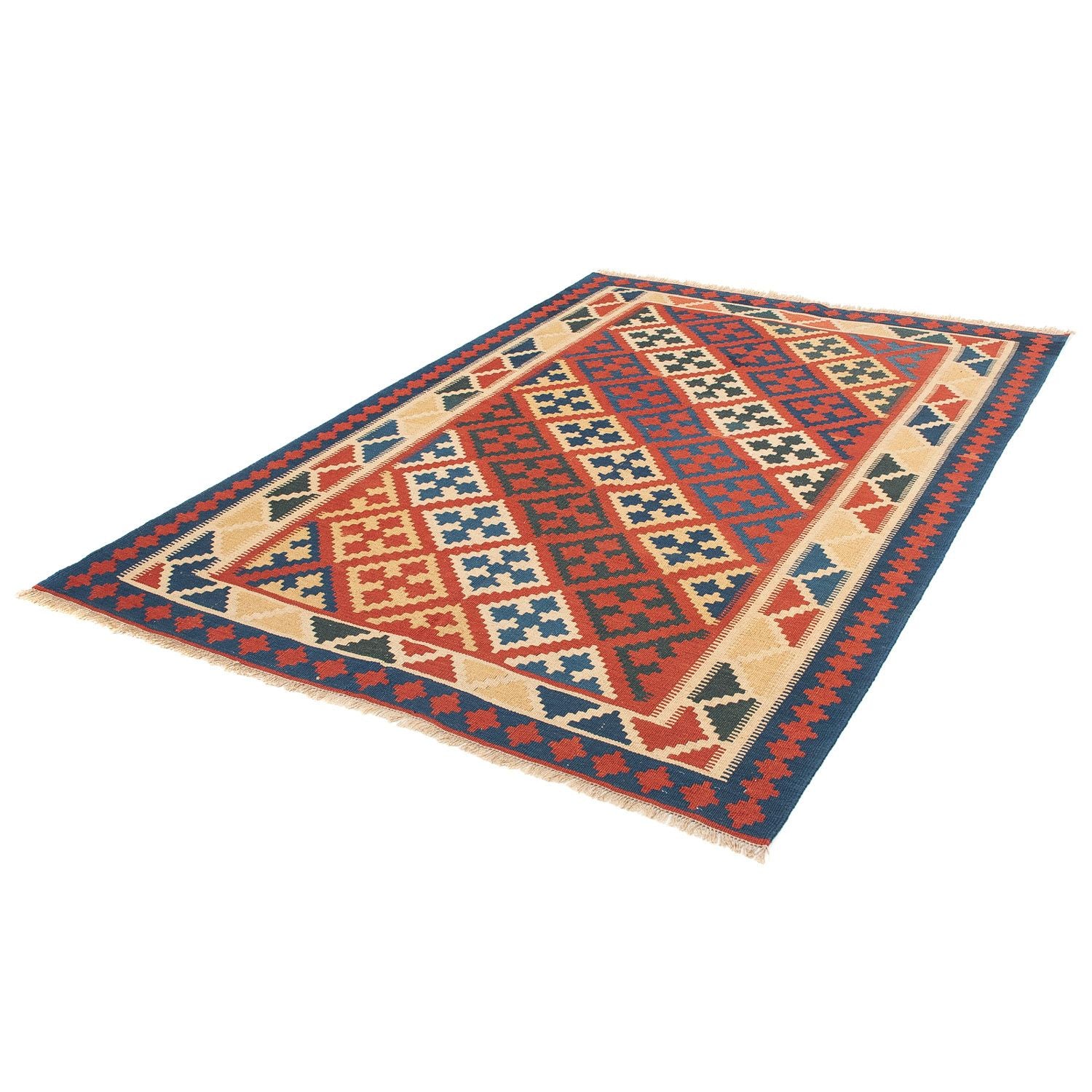 Kelim-tæppe - orientalsk - 220 x 151 cm - mørkerød