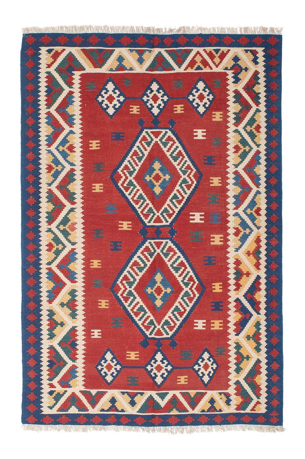 Kelim-tæppe - orientalsk - 222 x 146 cm - mørkerød