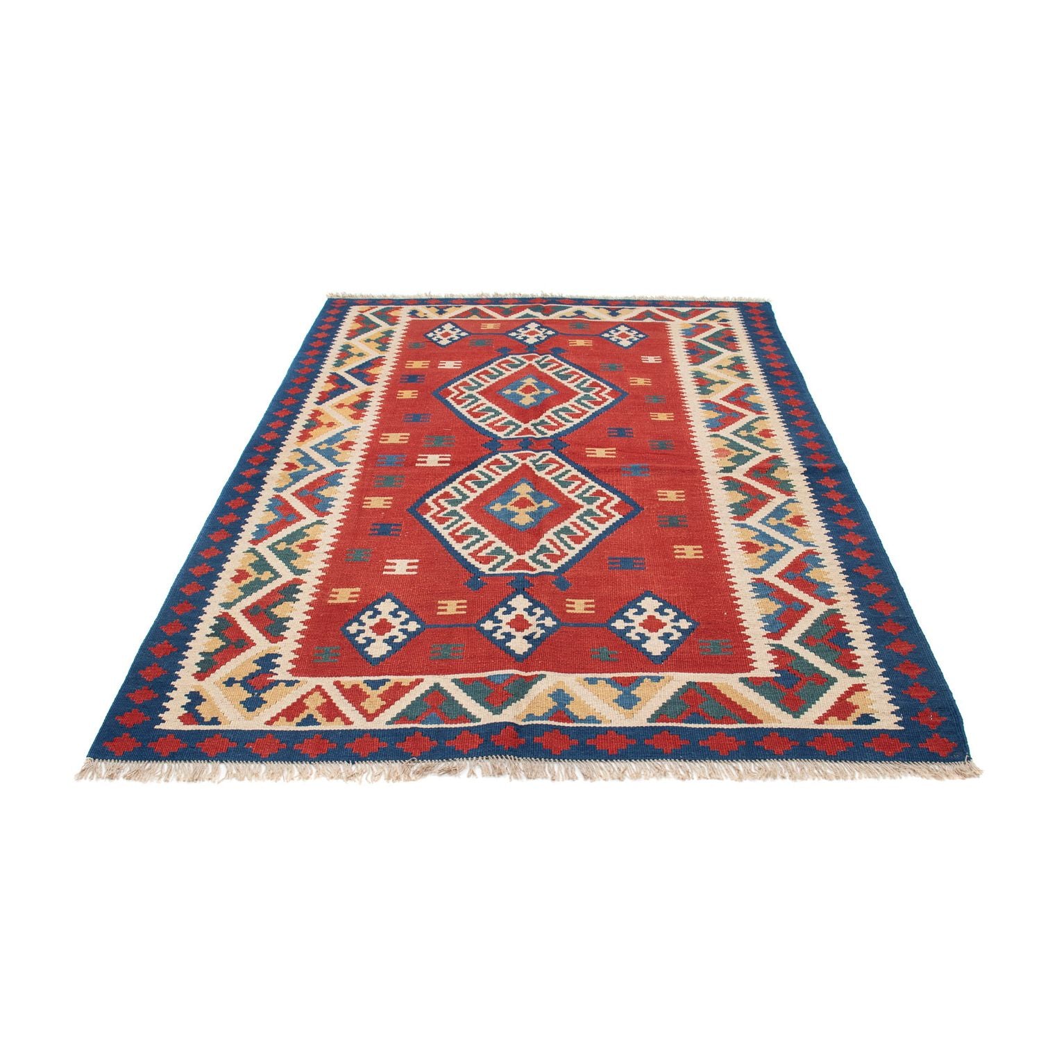 Kelim-tæppe - orientalsk - 222 x 146 cm - mørkerød