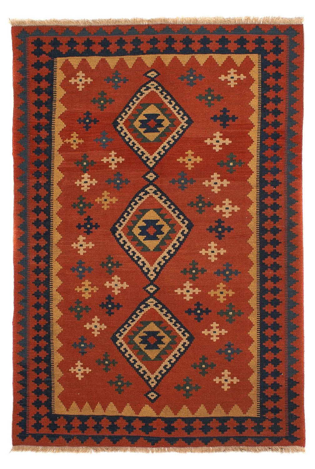 Kelim-tæppe - orientalsk - 198 x 138 cm - mørkerød