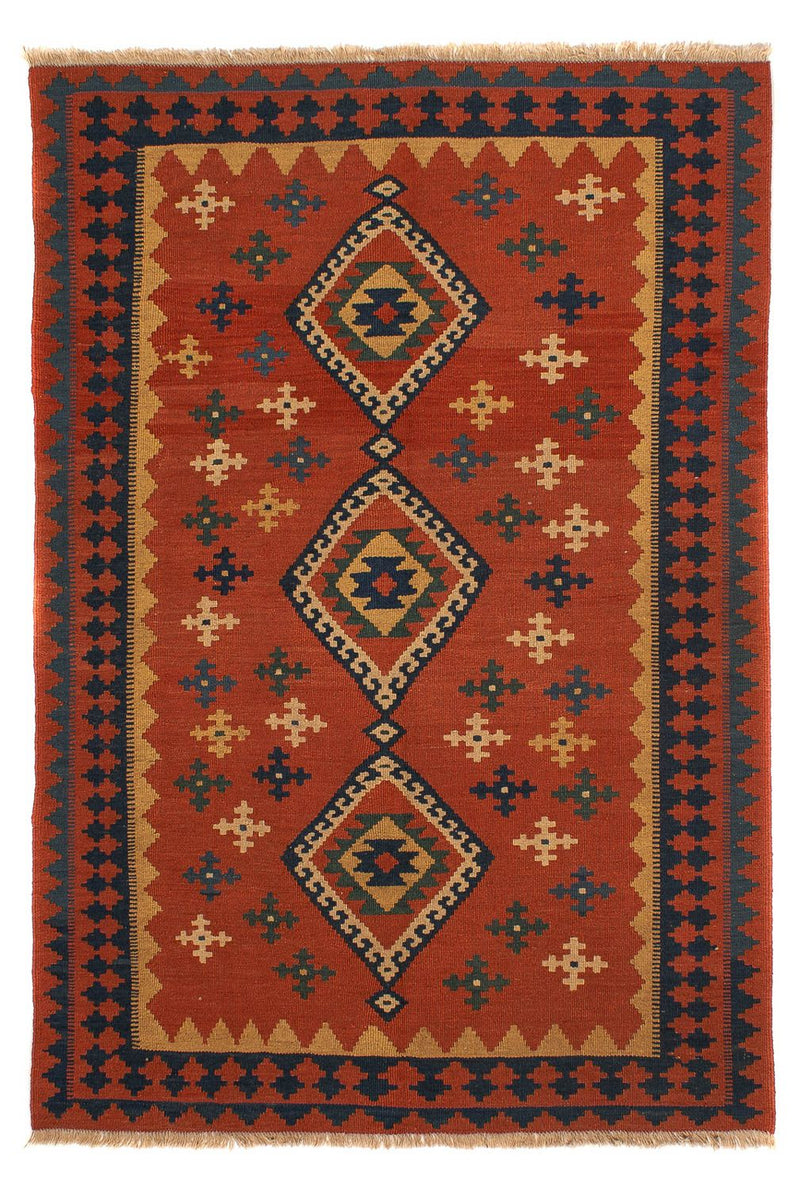 Kelim-tæppe - orientalsk - 198 x 138 cm - mørkerød