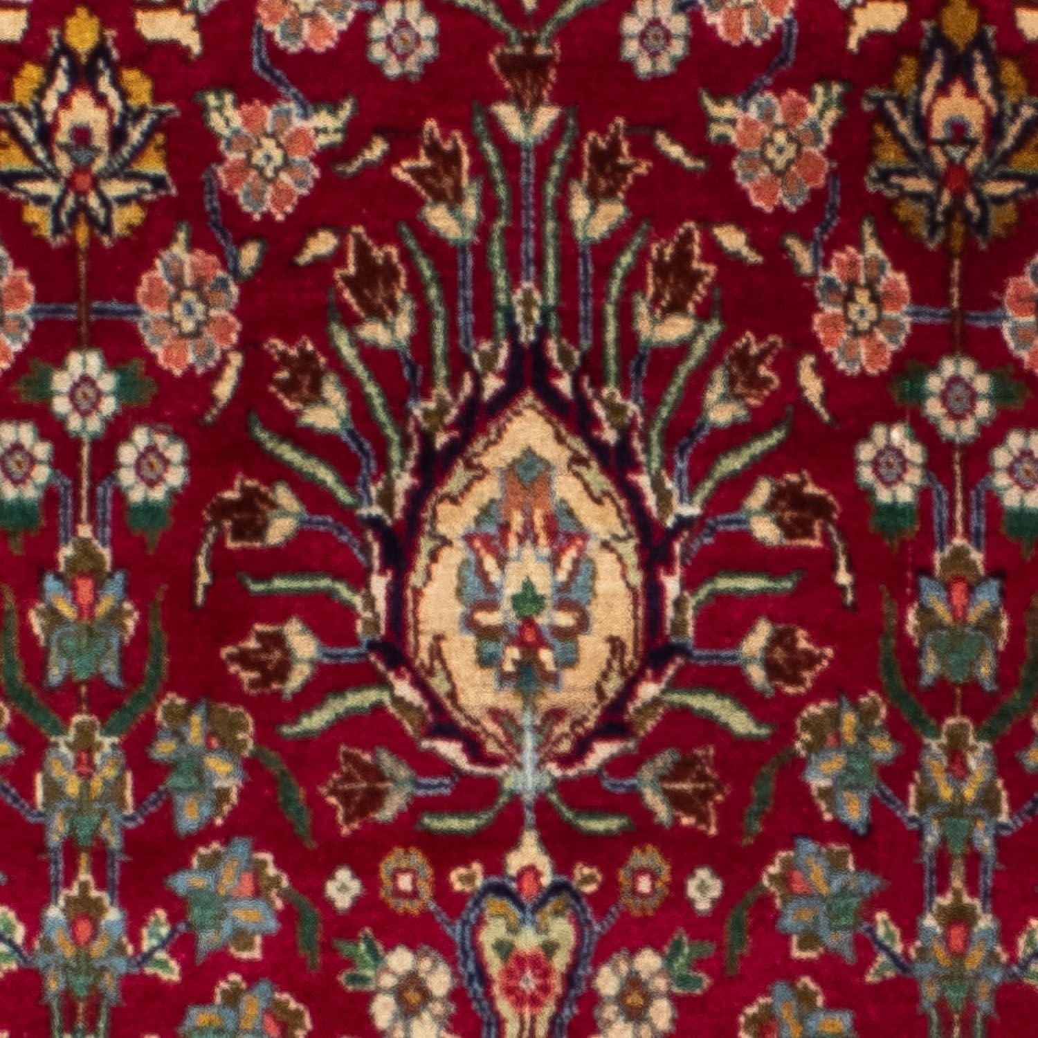 Løber Persisk tæppe - Tabriz - 265 x 106 cm - mørkerød