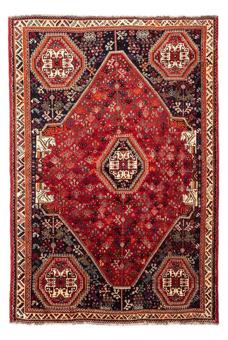 Persisk tæppe - Nomadisk - 251 x 176 cm - mørkerød