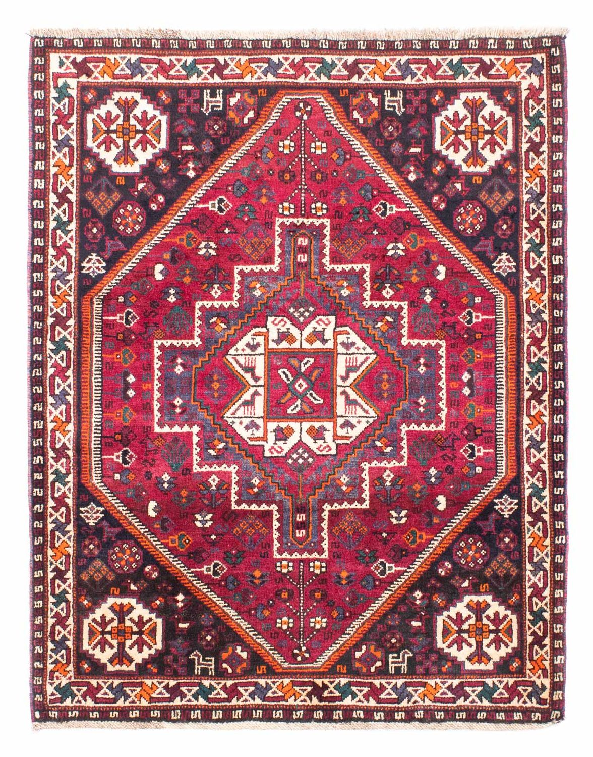 Persisk tæppe - Nomadisk - 153 x 118 cm - mørkerød