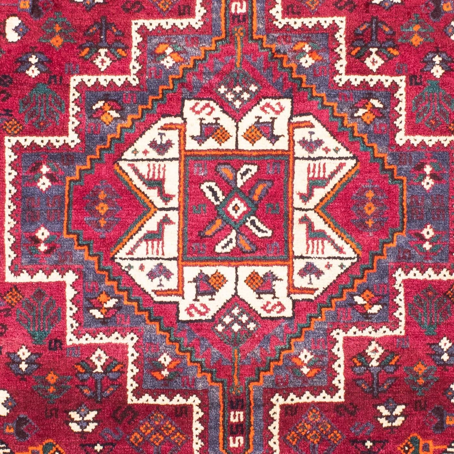 Persisk tæppe - Nomadisk - 153 x 118 cm - mørkerød