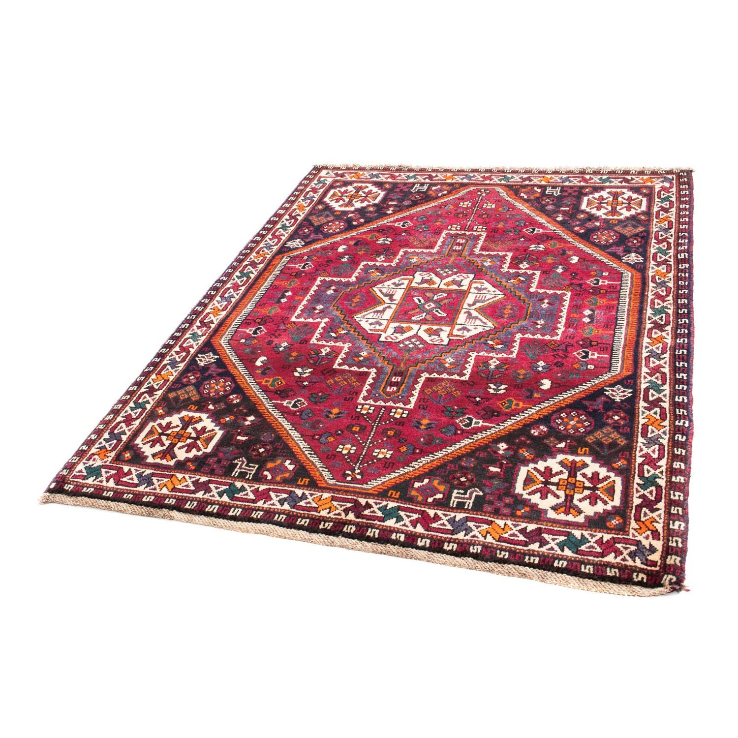 Persisk tæppe - Nomadisk - 153 x 118 cm - mørkerød