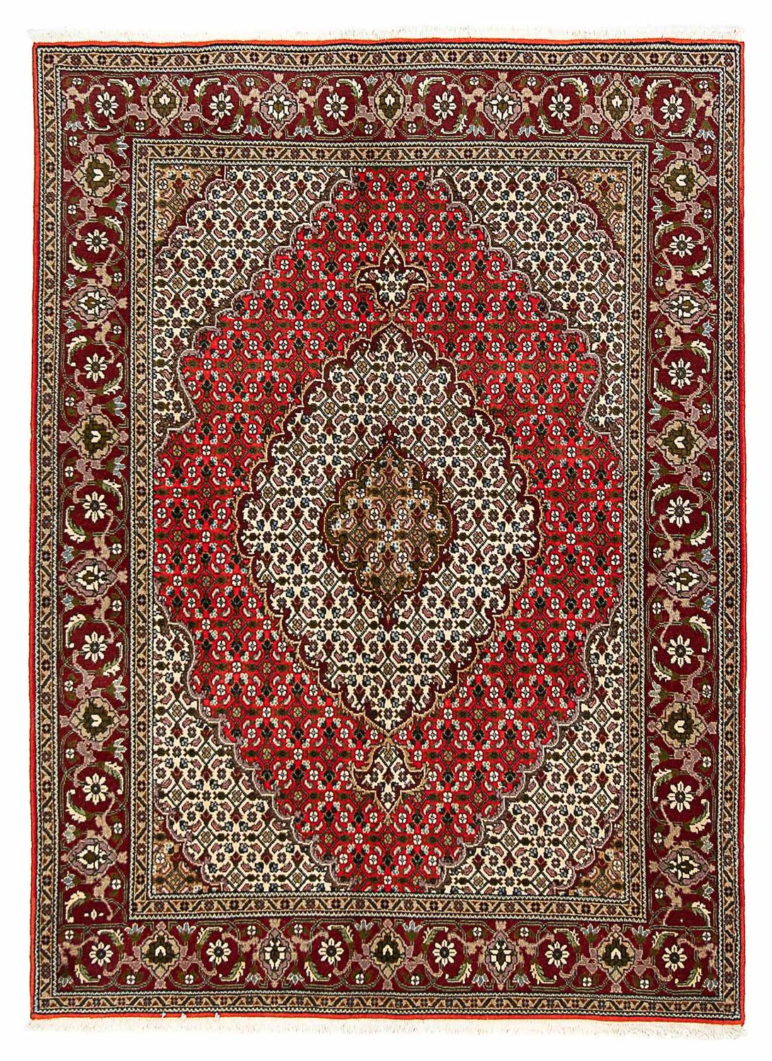 Persisk tæppe - Tabriz - 198 x 148 cm - mørkerød