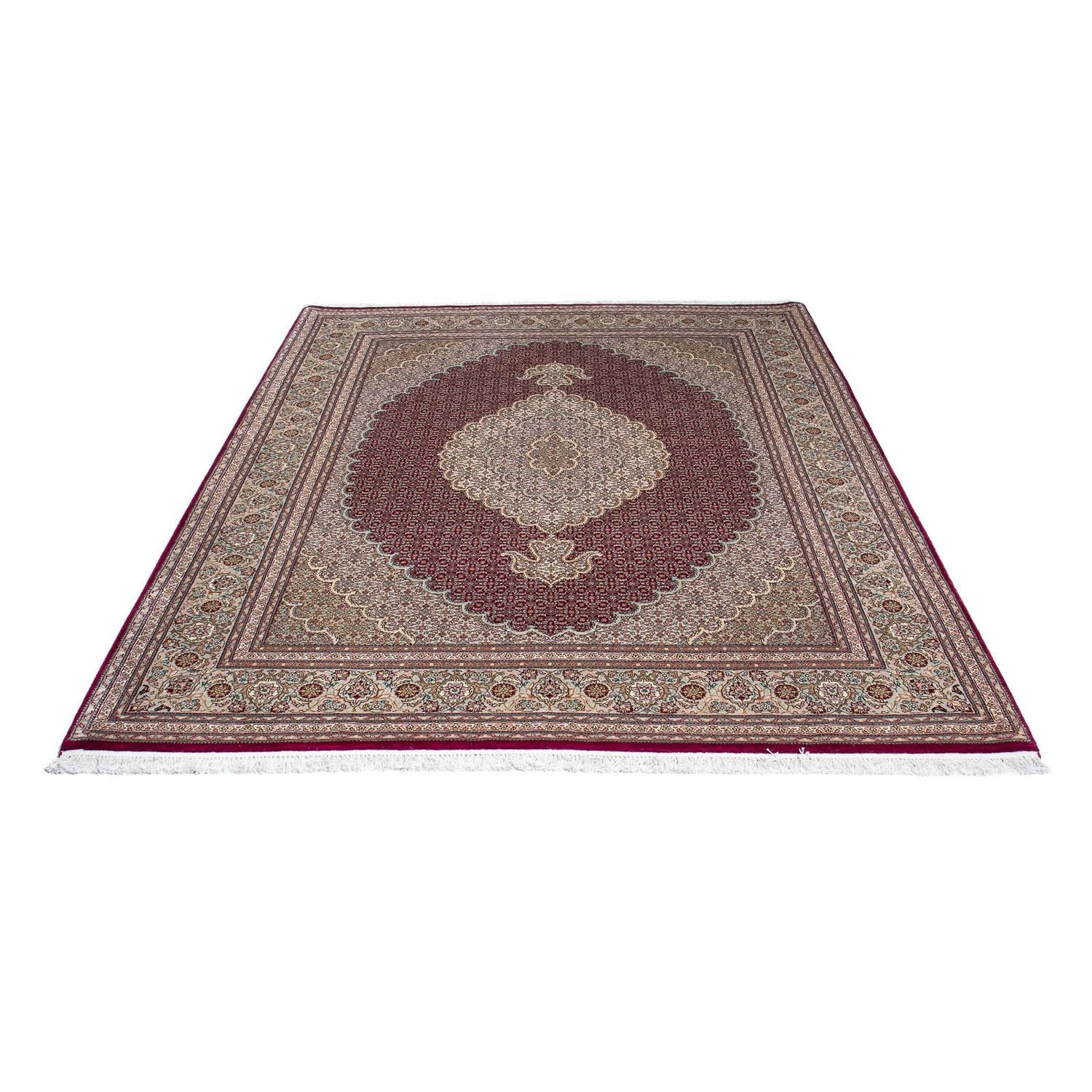 Persisk tæppe - Tabriz - 209 x 153 cm - mørkerød