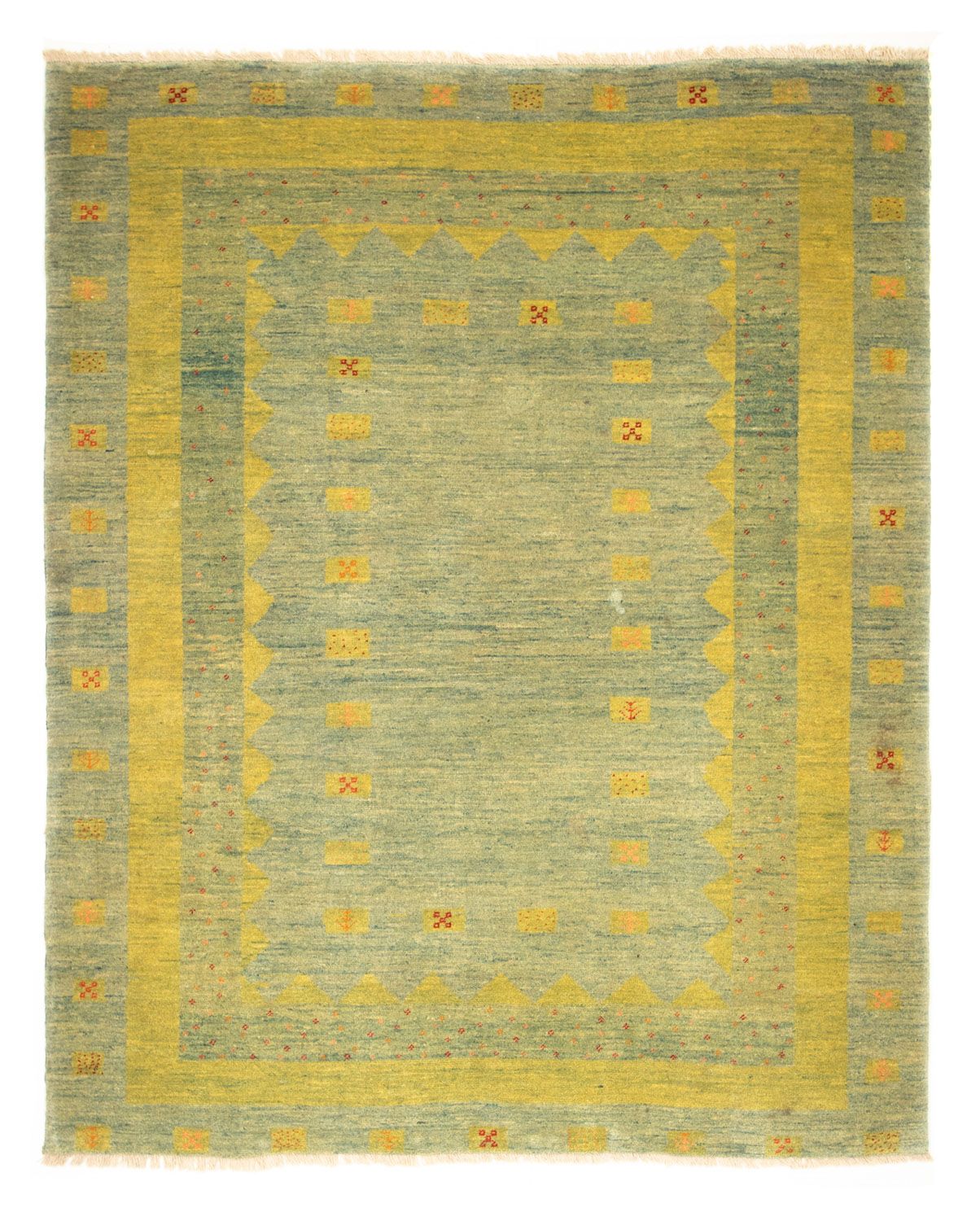 Gabbeh-tæppe - Persisk - 218 x 175 cm - lysegrøn