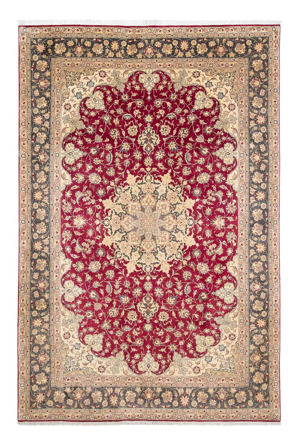 Persisk tæppe - Tabriz - Royal - 300 x 202 cm - mørkerød