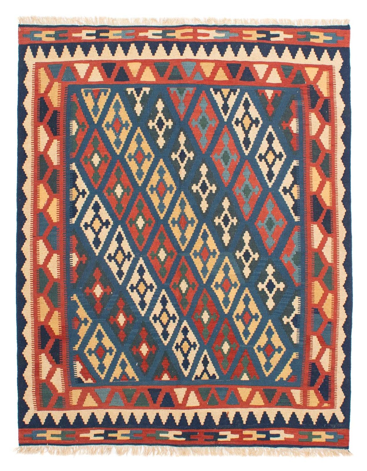 Kelim-tæppe - orientalsk - 174 x 148 cm - blå